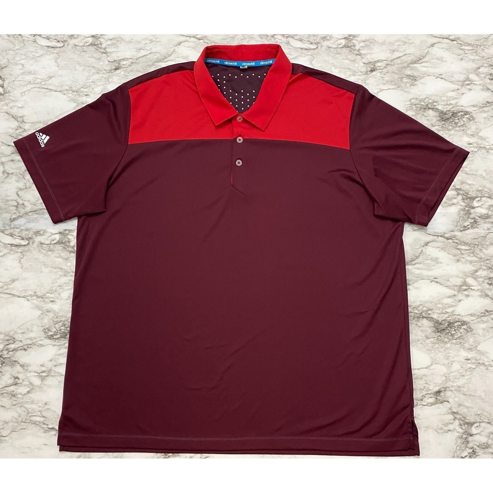 Adidas Climachill Golf Polo Mens Shirt Size XL Burgundy Red‎ Short Sleeve Logo